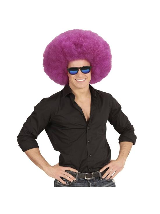 Peruca afro violeta tamanho XXL – Volume gigante para carnaval e festas.