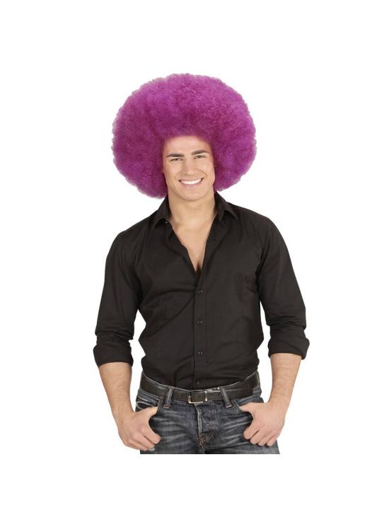 Peruca afro violeta tamanho XXL – Volume gigante para carnaval e festas.