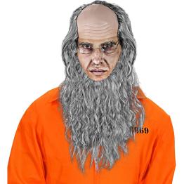 Peruca para um senhor de barba e óculos.