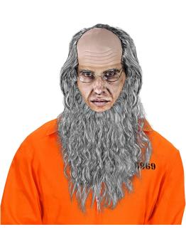 Peruca para um senhor de barba e óculos.