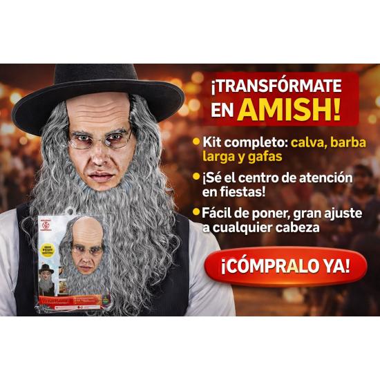 Peruca para um senhor de barba e óculos.