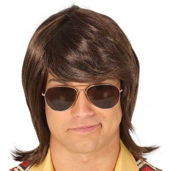 Peruca adulta marrom anos 70 Peruca adulta marrom anos 70