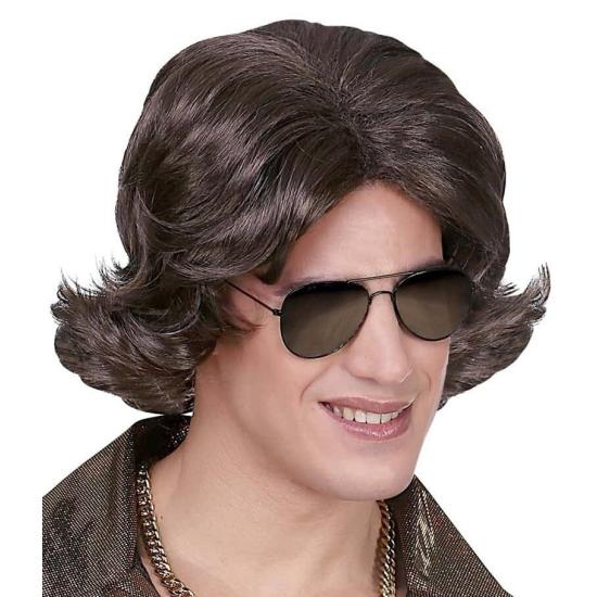 Peruca Disco dos anos 70 na cor castanha. Peruca Disco dos anos 70 na cor castanha.