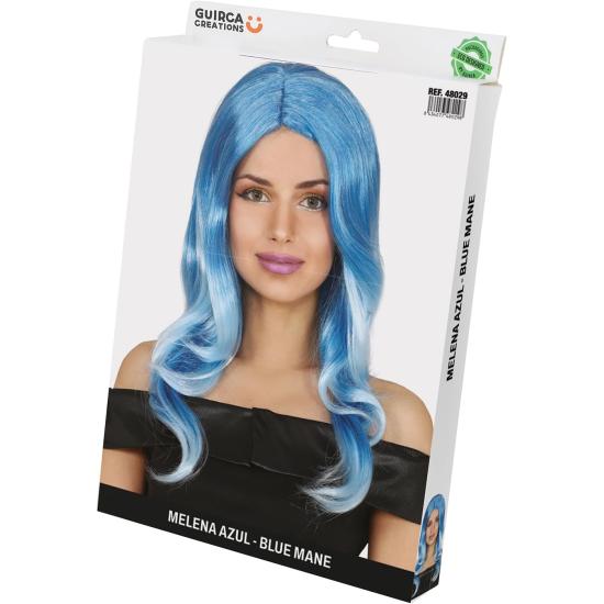 Peruca azul com cabelo ondulado