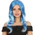Peruca azul com cabelo ondulado