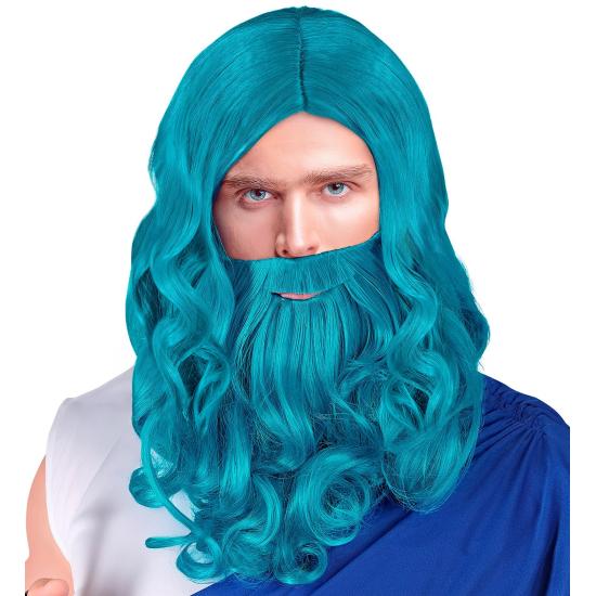 Peruca, barba e bigode Sea King – Turquesa