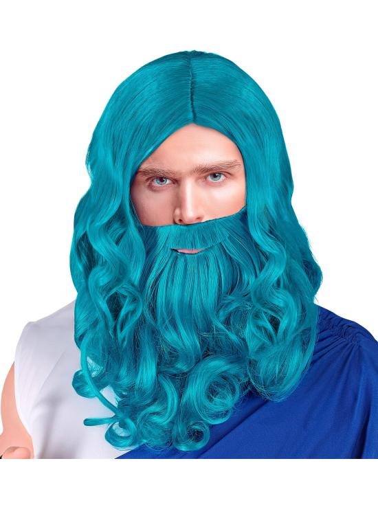 Peruca, barba e bigode Sea King – Turquesa