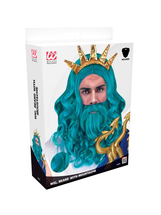 Peruca, barba e bigode Sea King – Turquesa