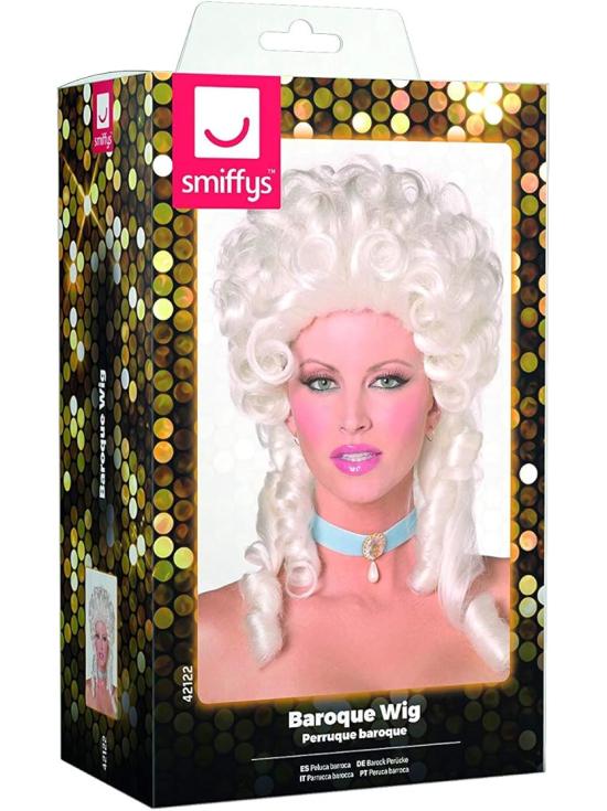 Peluca barroca color plata para mujer