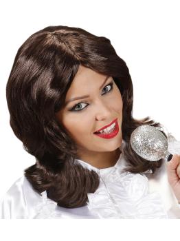 Peruca Cantora Abba Marrom dos anos 70
