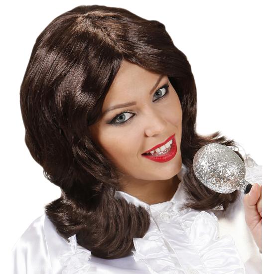 Peruca Cantora Abba Marrom dos anos 70 Peruca Cantora Abba Marrom dos anos 70