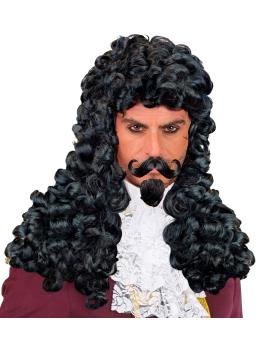 Peruca do Capitão Gancho com cavanhaque e bigode