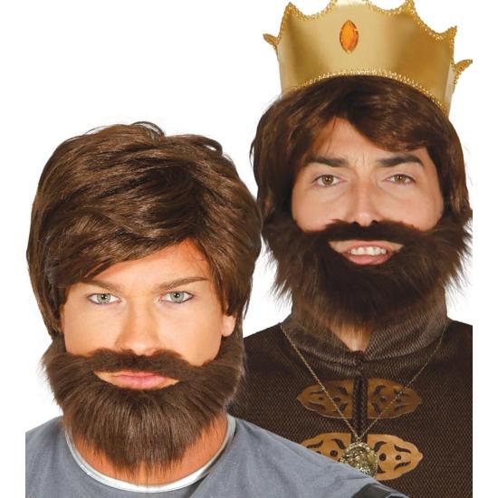 Peruca marrom com personagens de barba. Peruca marrom com personagens de barba.