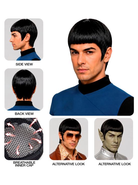 Peruca preta do Comandante de Star Trek na caixa