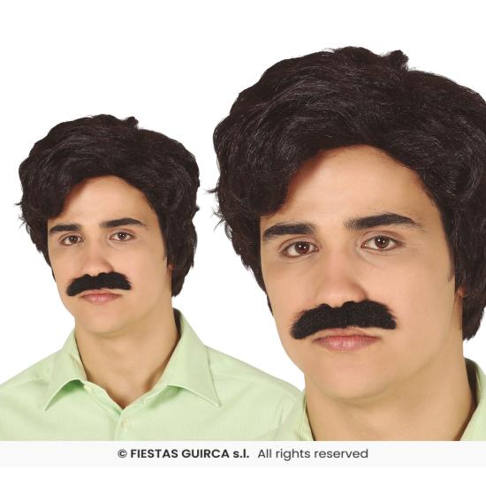 Peruca estilo traficante com bigode – inspirada nos anos 80