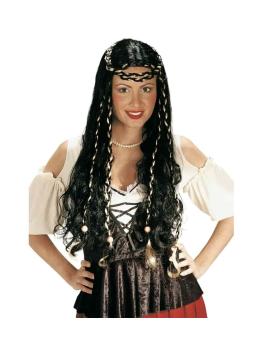 Peruca de senhora medieval morena.