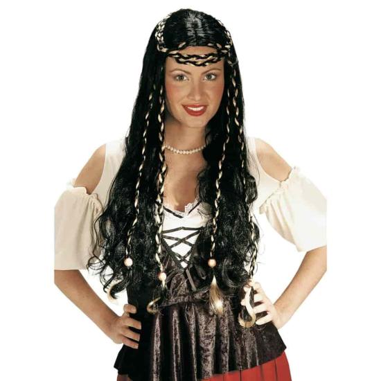 Peruca de senhora medieval morena. Peruca de senhora medieval morena.