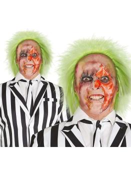 Peruca Beetlejuice, com cabeça careca de látex