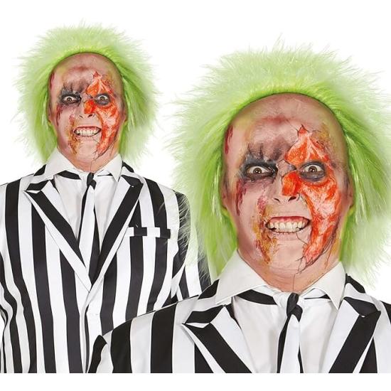 Peruca Beetlejuice, com cabeça careca de látex