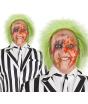 Peruca Beetlejuice, com cabeça careca de látex