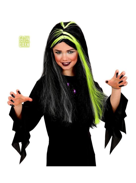 Peruca de Bruxa Infantil Fluor Darkness!