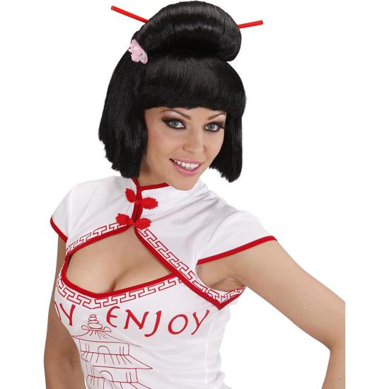 Peluca de Japonesa Moño con Flor