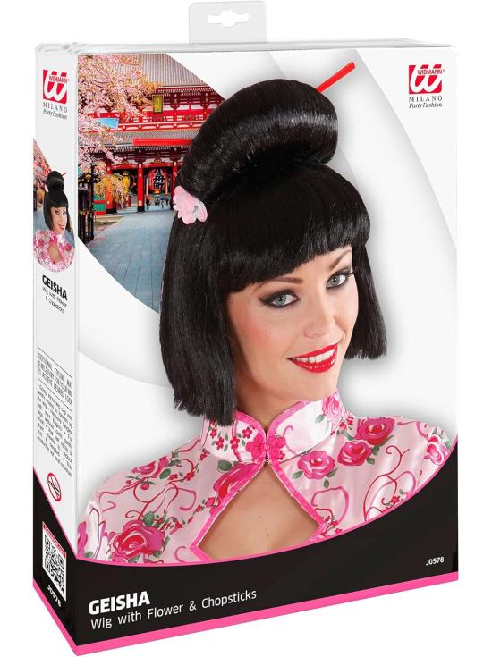 Peluca de Japonesa Moño con Flor
