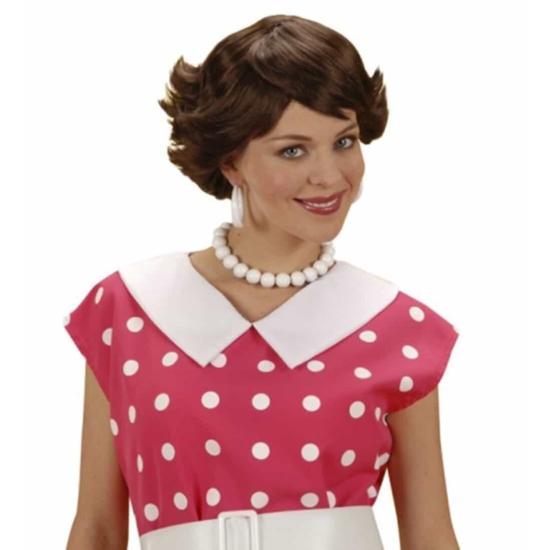 Peruca Anos 50 Curta Mulher Marrom Peruca Anos 50 Curta Mulher Marrom