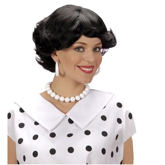 Peruca curta morena feminina dos anos 50 Peruca curta morena feminina dos anos 50