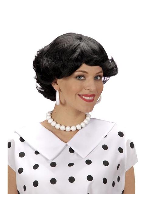 Peruca curta morena feminina dos anos 50