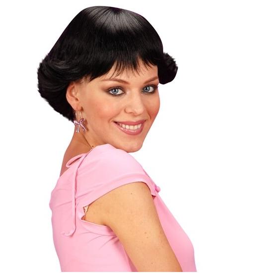 Peruca curta morena feminina dos anos 50 Peruca curta morena feminina dos anos 50