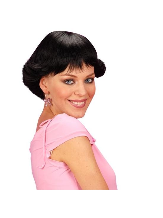 Peruca curta morena feminina dos anos 50