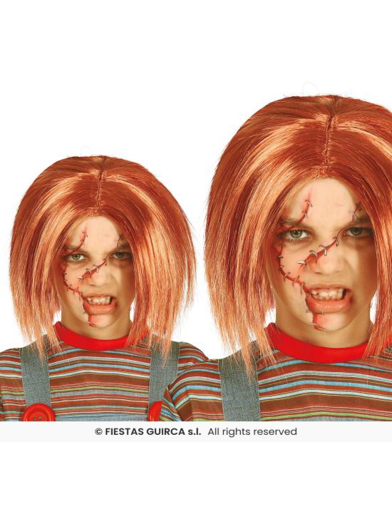 Peruca estilo Chucky para crianças - Peruca ruiva para o Halloween