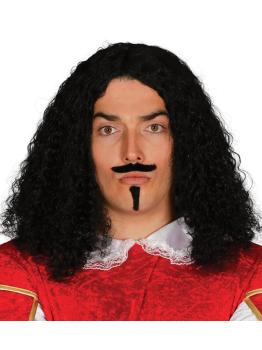 Peruca de época com bigode de gancho
