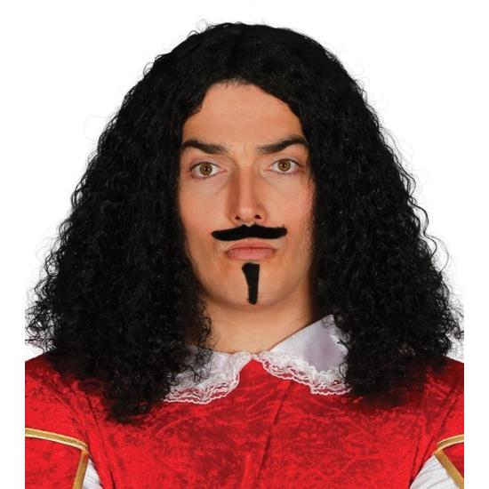 Peruca de época com bigode de gancho Peruca de época com bigode de gancho