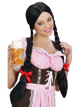 Peruca dirndl preta com tranças