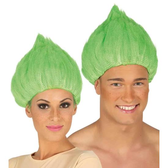 Peruca de troll verde.