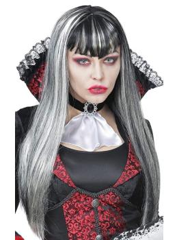 Peruca de vampiro preta e branca