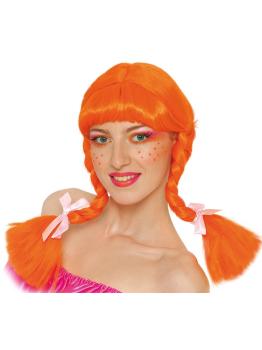Peruca de fantasia de tranças laranja
