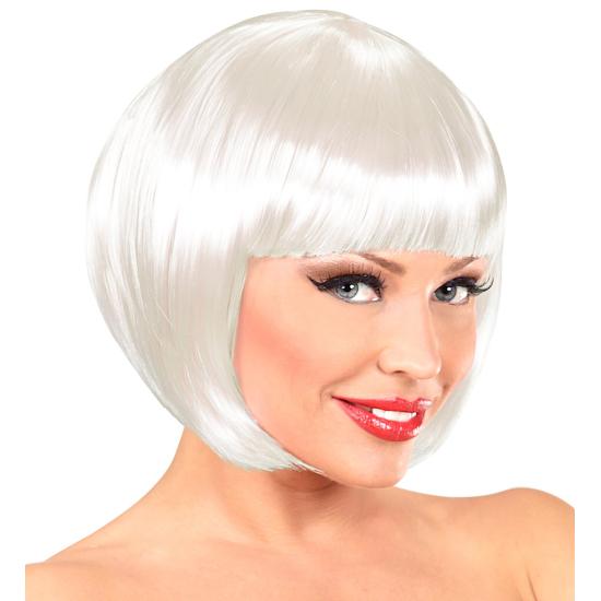 Peruca de fantasia de cabaré branca.