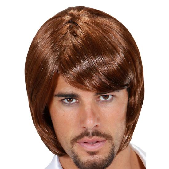 Peruca marrom fantasia de Pop Star dos anos 70.