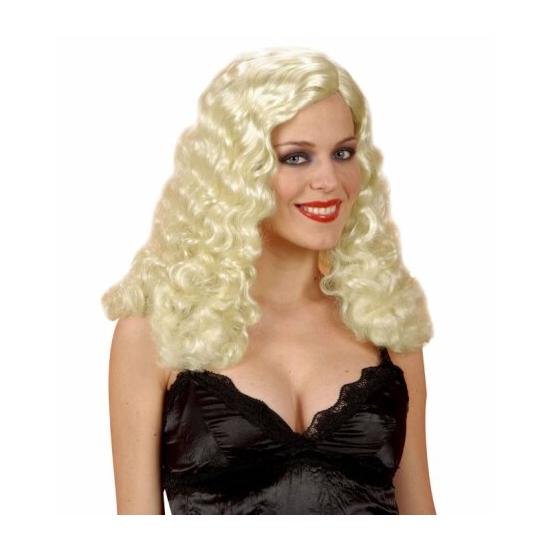 Peruca loira longa e ondulada