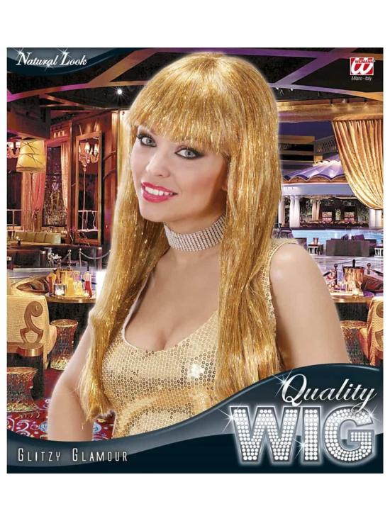 Peruca Glamour Dourada com Glitter.