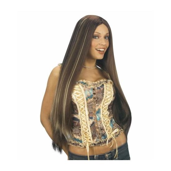 Peruca castanha extra longa com mechas. Peruca castanha extra longa com mechas.