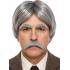 Peruca cinza com bigode e sobrancelhas para traje de época
