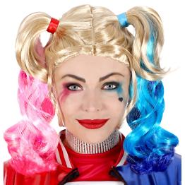 Peruca de vilão Harley Joker