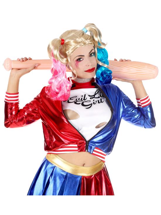 Peruca de vilão Harley Joker