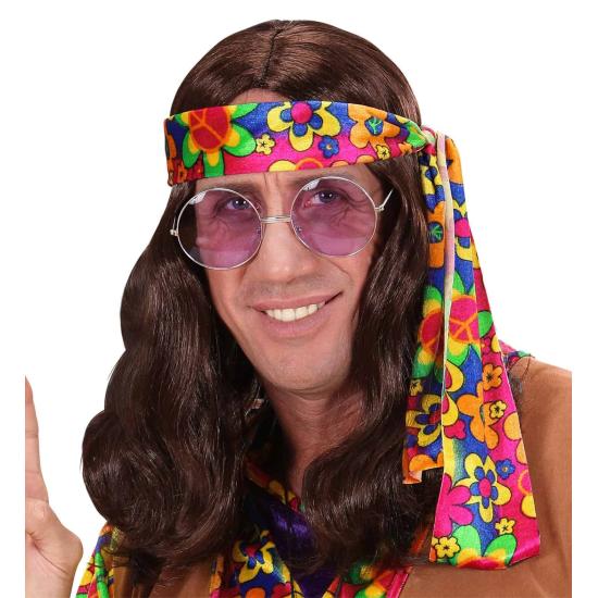 Peruca Hippie Flower Power para fantasias