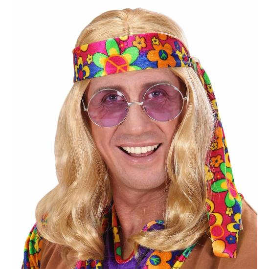 Peruca Hippie Flower Power para fantasias