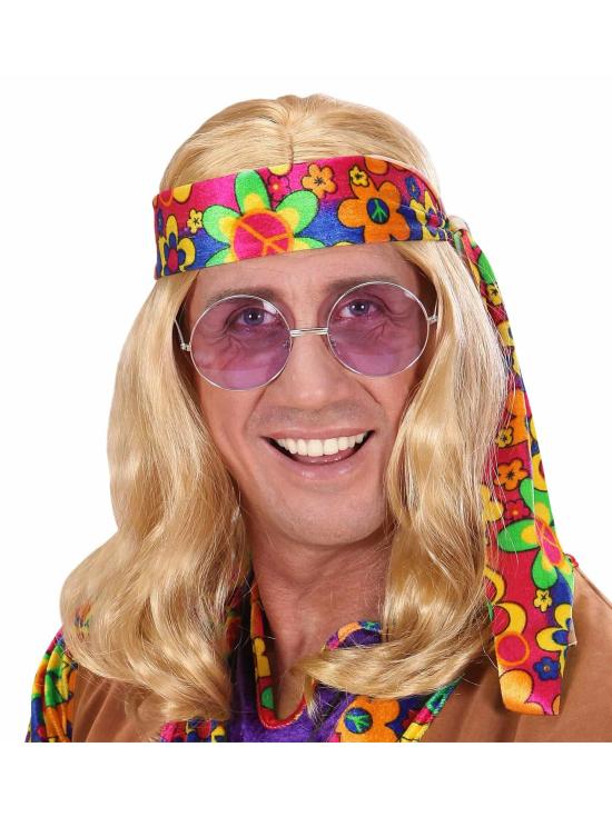 Peruca Hippie Flower Power para fantasias